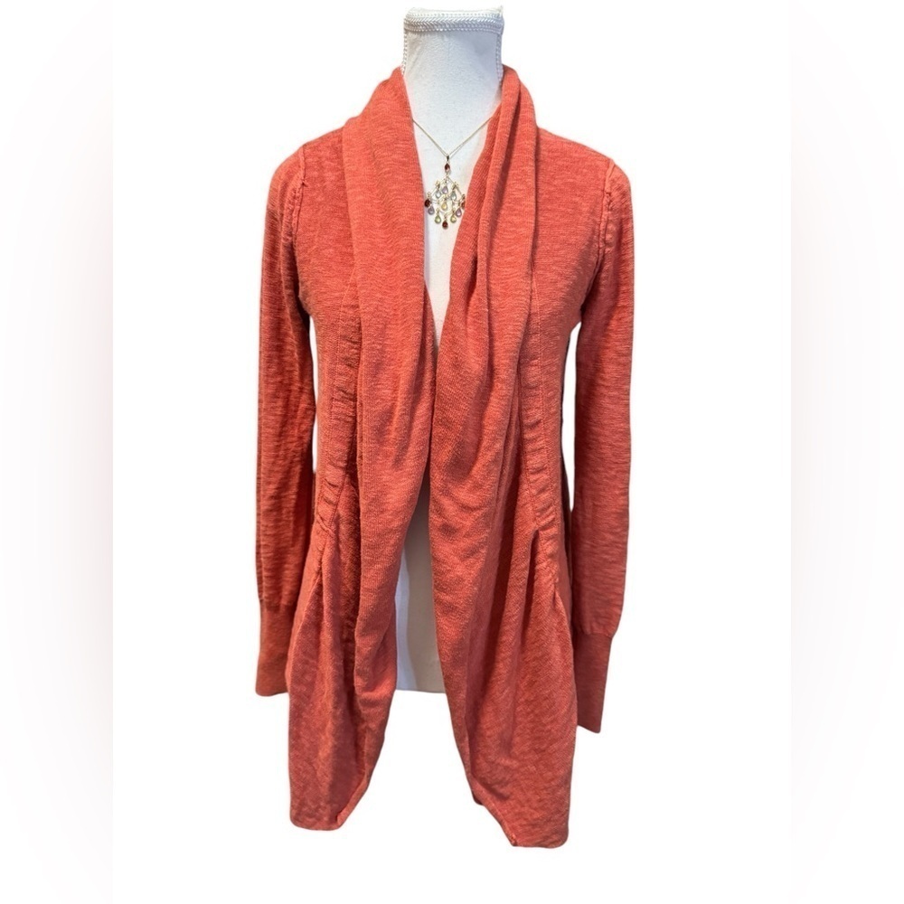 Free People | Orange Snap Drape Front Cardigan (S)